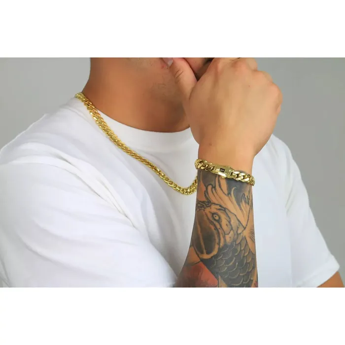 Necklaces Goldiacom 10k Yellow Gold Royal Monaco Miami Cuban Link Curb 17mm Mens Chain Necklace 24