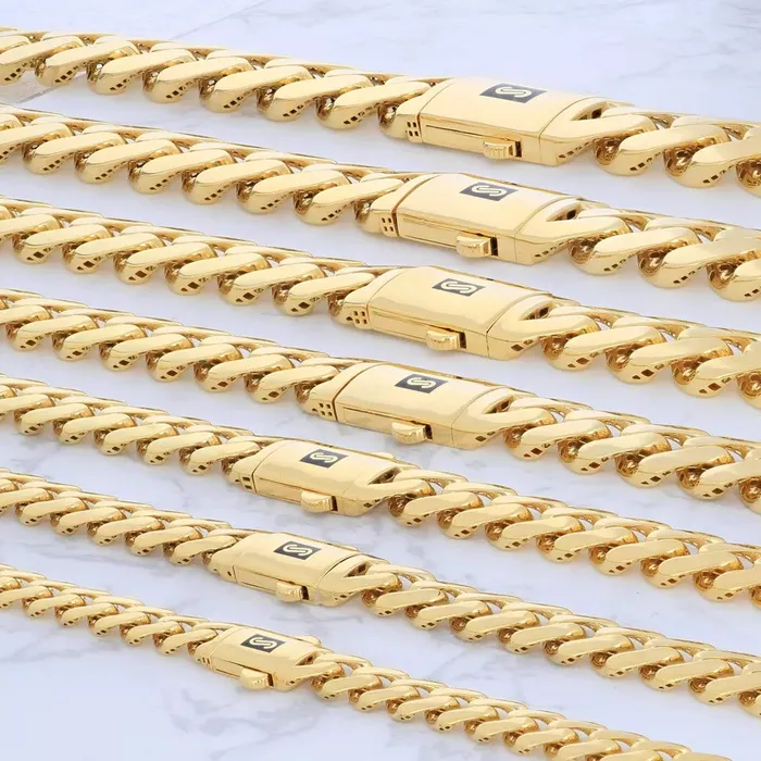 Necklaces Goldiacom 10k Yellow Gold Royal Monaco Miami Cuban Link Curb 17mm Mens Chain Necklace 24