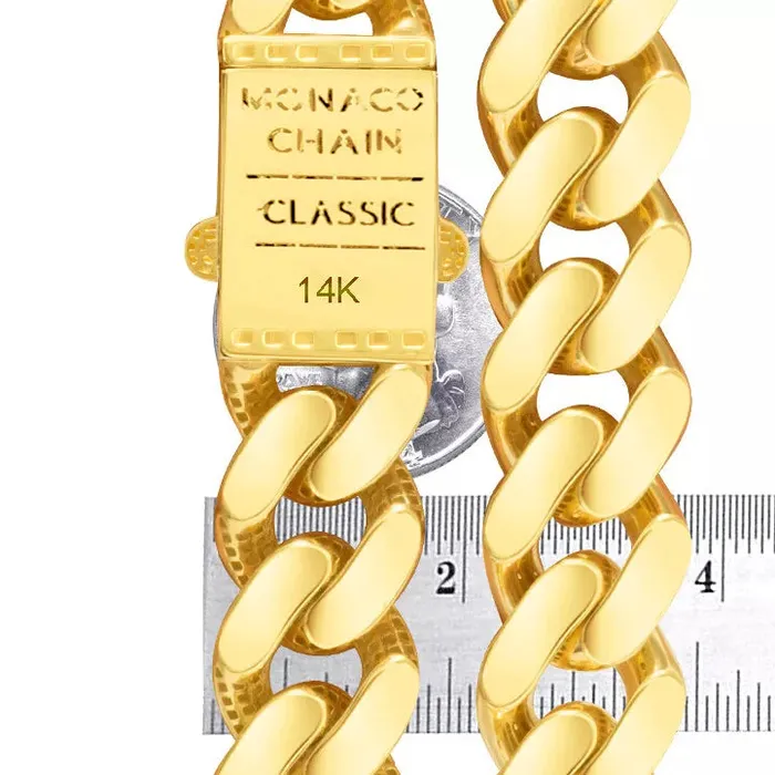 Necklaces Goldiacom 10k Yellow Gold Royal Monaco Miami Cuban Link Curb 17mm Mens Chain Necklace 24