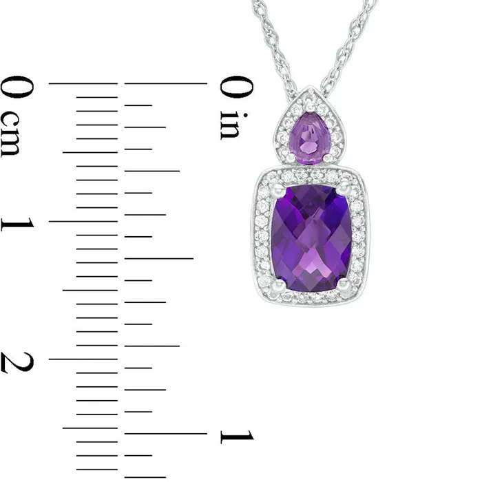 Necklaces Goldia CushionCut Amethyst and LabCreated White Sapphire Frame Pendant in Sterling Silver Necklaces Goldia CushionCut Amethyst and LabCreated White Sapphire Frame Pendant in Sterling Silver