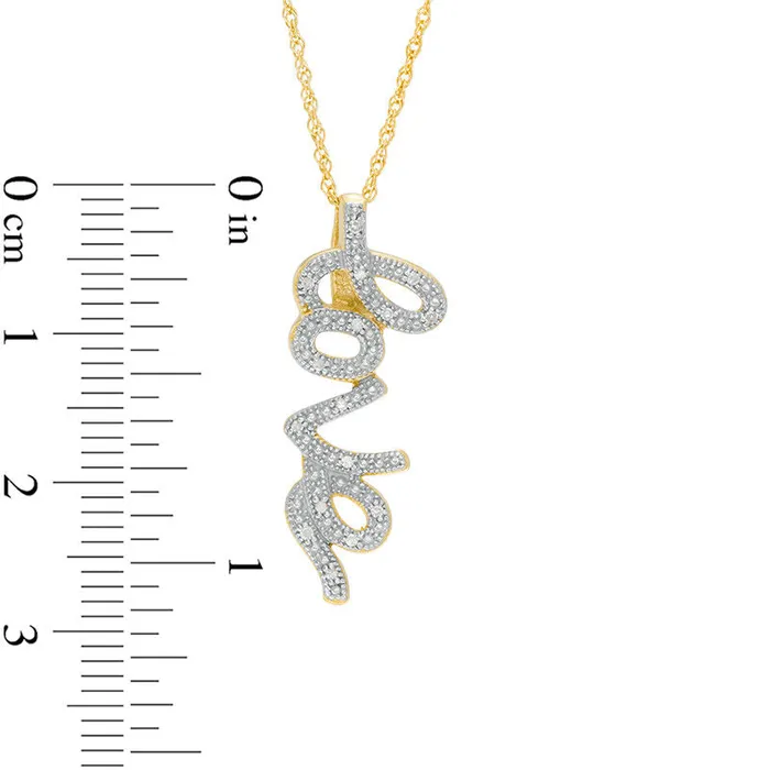 Necklaces Goldia Natural Diamond Accent Cursive love Pendant in Sterling Silver with Yellow Rhodium Necklaces Goldia Natural Diamond Accent Cursive love Pendant in Sterling Silver with Yellow Rhodium