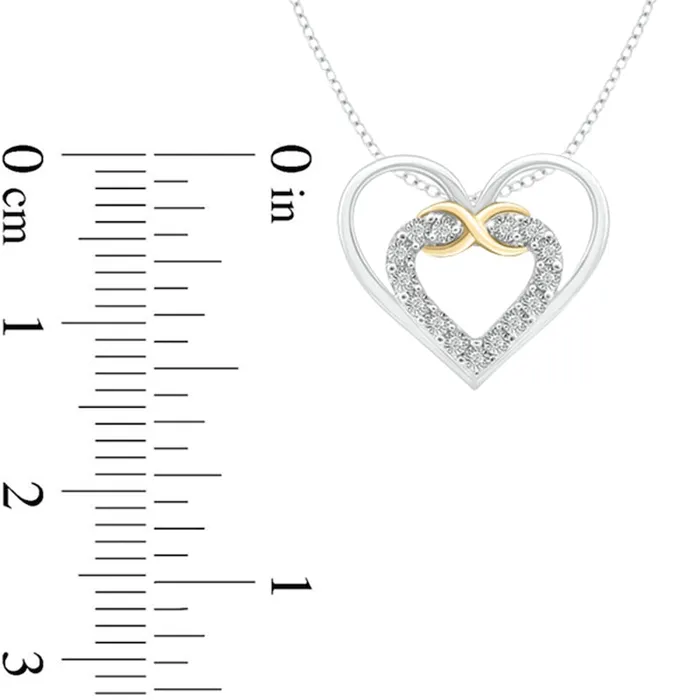 Necklaces Goldia Natural Diamond Accent Infinity Double Heart Pendant in Sterling Silver and 10K Yellow Gold Necklaces Goldia Natural Diamond Accent Infinity Double Heart Pendant in Sterling Silver and 10K Yellow Gold