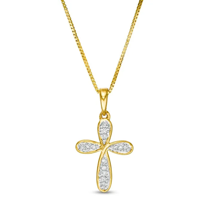 Necklaces Goldia Natural Diamond Accent Loop Cross Pendant in 10K Yellow Gold Necklaces Goldia Natural Diamond Accent Loop Cross Pendant in 10K Yellow Gold