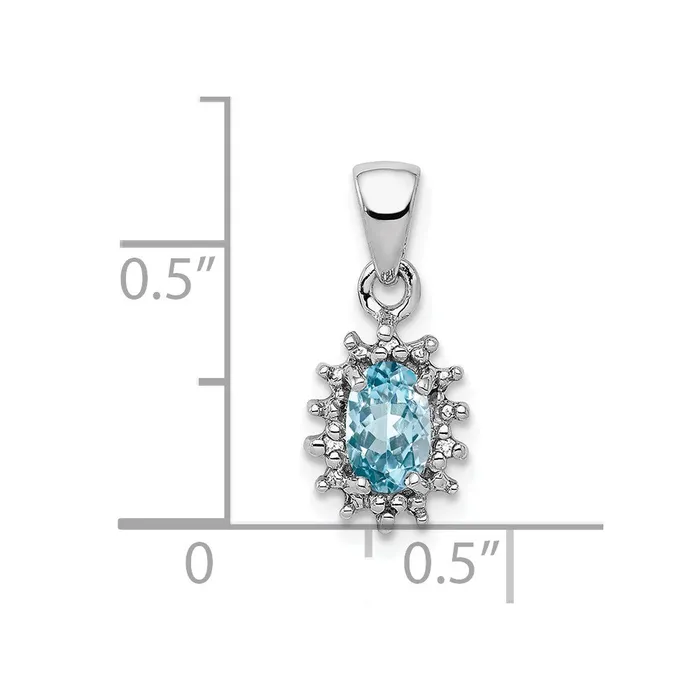 Necklaces Goldia Sterling Silver Rhodium Light Swiss Blue Topaz u0026 Diamond Pendant