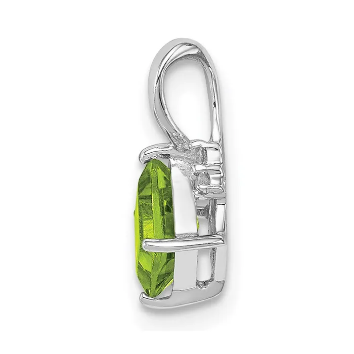 Necklaces Goldia Sterling Silver Rhodium Plated Diamond and Peridot Square Pendant