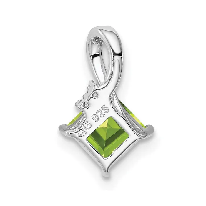 Necklaces Goldia Sterling Silver Rhodium Plated Diamond and Peridot Square Pendant