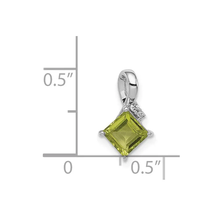 Necklaces Goldia Sterling Silver Rhodium Plated Diamond and Peridot Square Pendant