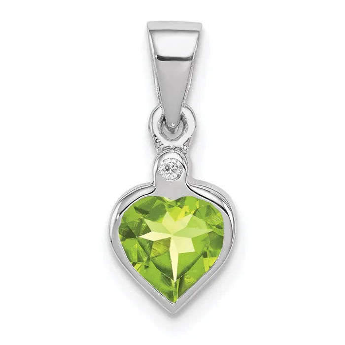 Necklaces Goldia Sterling Silver Rhodium Plated Peridot and Diamond Pendant