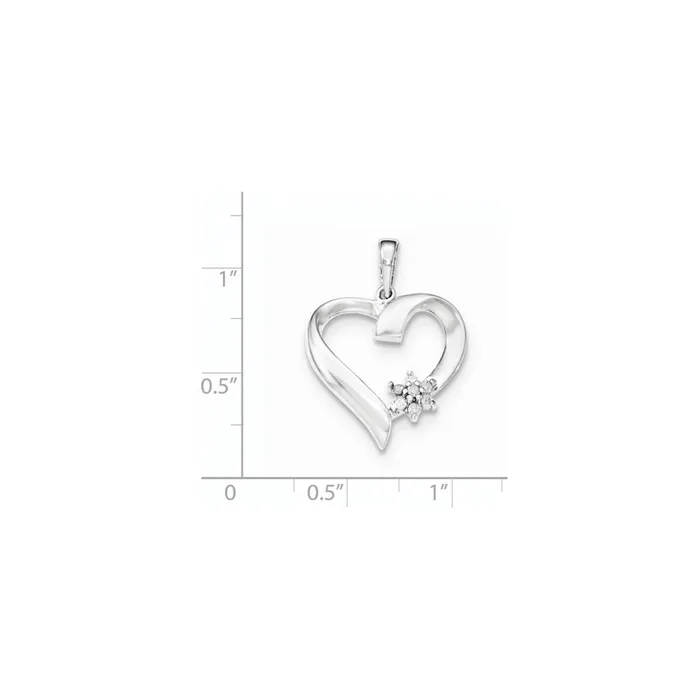 Necklaces Goldia Sterling Silver u0026 Diamond Flower on Heart Pendant