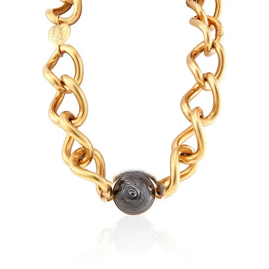 Necklaces JMS always Original Burberry Vintage Dark Brass Heart And Marbled Resin Charm Chain Necklace Necklaces JMS always Original Burberry Vintage Dark Brass Heart And Marbled Resin Charm Chain Necklace