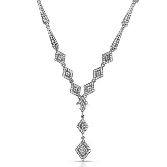 Necklaces JMS always Original Megan Walford CZ SS White Gold Plated Micro Pave Diamond Shape Necklace Necklaces JMS always Original Megan Walford CZ SS White Gold Plated Micro Pave Diamond Shape Necklace