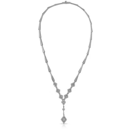 Necklaces JMS always Original Megan Walford CZ SS White Gold Plated Micro Pave Diamond Shape Necklace Necklaces JMS always Original Megan Walford CZ SS White Gold Plated Micro Pave Diamond Shape Necklace