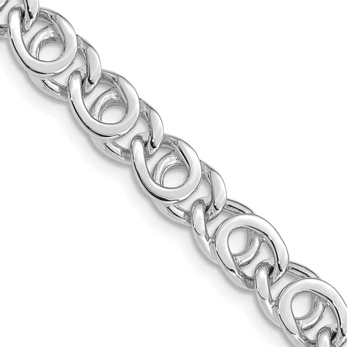 Necklaces MDS Solid 14K White Gold 20 inch 7mm Hand Polished Fancy Link with Fancy Lobster Clasp Chain Necklace Necklaces MDS Solid 14K White Gold 20 inch 7mm Hand Polished Fancy Link with Fancy Lobster Clasp Chain Necklace