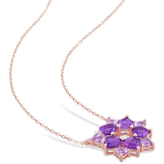 Necklaces Original AMOUR 4 34 CT TGW Amethyst and AmethystAfrica Floral Pendant with Chain In Rose Plated Sterling Silver JMS always Necklaces Original AMOUR 4 34 CT TGW Amethyst and AmethystAfrica Floral Pendant with Chain In Rose Plated Sterling Silver JMS always