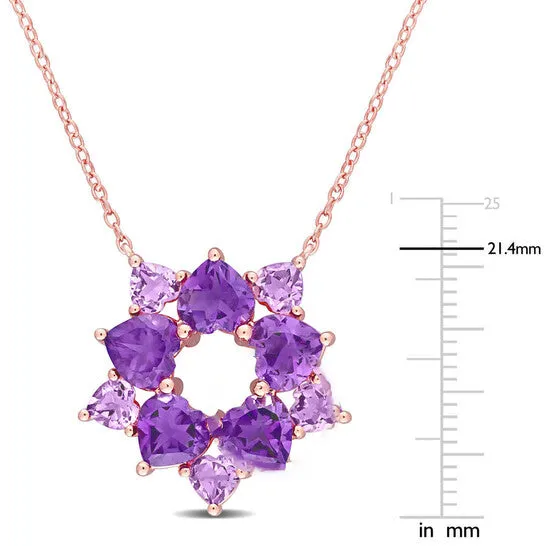 Necklaces Original AMOUR 4 34 CT TGW Amethyst and AmethystAfrica Floral Pendant with Chain In Rose Plated Sterling Silver JMS always Necklaces Original AMOUR 4 34 CT TGW Amethyst and AmethystAfrica Floral Pendant with Chain In Rose Plated Sterling Silver JMS always
