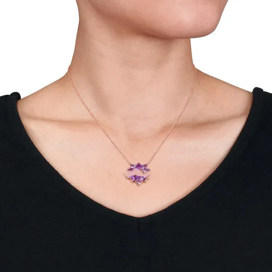 Necklaces Original AMOUR 4 34 CT TGW Amethyst and AmethystAfrica Floral Pendant with Chain In Rose Plated Sterling Silver JMS always Necklaces Original AMOUR 4 34 CT TGW Amethyst and AmethystAfrica Floral Pendant with Chain In Rose Plated Sterling Silver JMS always
