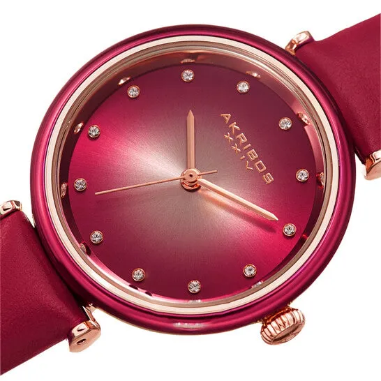 Original Akribos XXIV Quartz Red Dial Ladies Watch AK1035PK JMS always Watches Original Akribos XXIV Quartz Red Dial Ladies Watch AK1035PK JMS always Watches