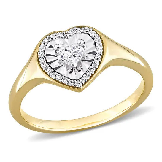 Original Amour 14 CT TW Heart Round Shape Diamond Halo Engagement Ring in 14k Yellow Gold JMS always Rings Original Amour 14 CT TW Heart Round Shape Diamond Halo Engagement Ring in 14k Yellow Gold JMS always Rings