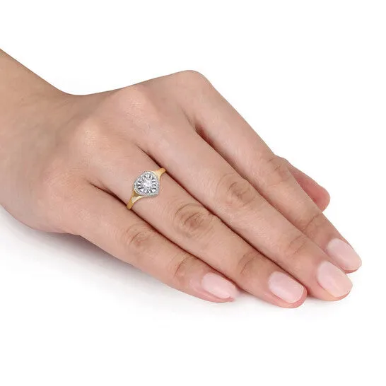 Original Amour 14 CT TW Heart Round Shape Diamond Halo Engagement Ring in 14k Yellow Gold JMS always Rings Original Amour 14 CT TW Heart Round Shape Diamond Halo Engagement Ring in 14k Yellow Gold JMS always Rings