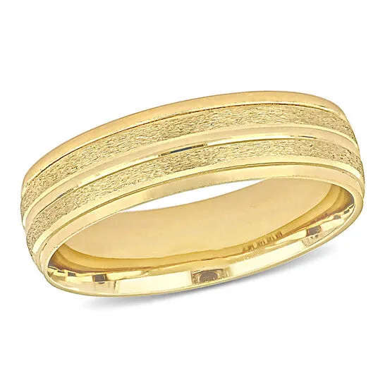 Original Amour 6mm Double Row Textured Wedding Band in 14k Yellow Gold JMS always Rings