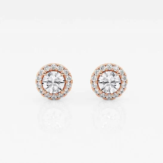 Original Brilliant Diamond 14KT Rose Gold 58 cttw RoundCut Lab Grown Diamond Halo Stud Earrings for Women GSI JMS always Earrings Original Brilliant Diamond 14KT Rose Gold 58 cttw RoundCut Lab Grown Diamond Halo Stud Earrings for Women GSI JMS always Earrings