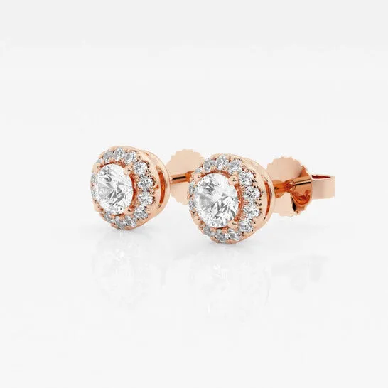 Original Brilliant Diamond 14KT Rose Gold 58 cttw RoundCut Lab Grown Diamond Halo Stud Earrings for Women GSI JMS always Earrings Original Brilliant Diamond 14KT Rose Gold 58 cttw RoundCut Lab Grown Diamond Halo Stud Earrings for Women GSI JMS always Earrings
