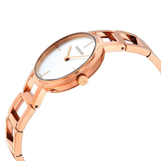 Original Calvin Klein Cheers Silver Dial Rose Gold PVD Ladies Watch K8N23646 JMS always Earrings Original Calvin Klein Cheers Silver Dial Rose Gold PVD Ladies Watch K8N23646 JMS always Earrings