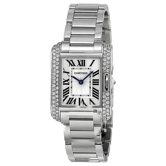 Original Cartier Tank Anglaise Silver Dial Lacquered Flinque Dial 18kt Rhodiumised White Gold Ladies Watch WT100008 JMS always Watches Original Cartier Tank Anglaise Silver Dial Lacquered Flinque Dial 18kt Rhodiumised White Gold Ladies Watch WT100008 JMS always Watches