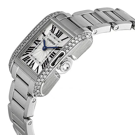 Original Cartier Tank Anglaise Silver Dial Lacquered Flinque Dial 18kt Rhodiumised White Gold Ladies Watch WT100008 JMS always Watches Original Cartier Tank Anglaise Silver Dial Lacquered Flinque Dial 18kt Rhodiumised White Gold Ladies Watch WT100008 JMS always Watches