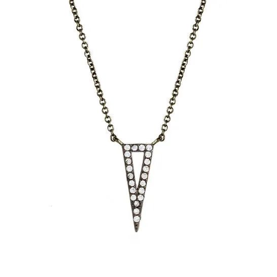 Original Elegant Confetti Womens 18K Black Gold Plated CZ Simulated Diamond Triangle Pendant Necklace JMS always Necklaces Original Elegant Confetti Womens 18K Black Gold Plated CZ Simulated Diamond Triangle Pendant Necklace JMS always Necklaces