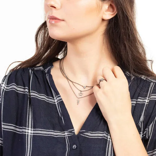 Original Elegant Confetti Womens 18K Black Gold Plated CZ Simulated Diamond Triangle Pendant Necklace JMS always Necklaces Original Elegant Confetti Womens 18K Black Gold Plated CZ Simulated Diamond Triangle Pendant Necklace JMS always Necklaces