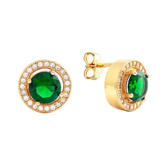 Original Elegant Confetti Womens 18K Yellow Gold Plated Green CZ Simulated Diamond Classic Halo Stud Earrings JMS always Earrings Original Elegant Confetti Womens 18K Yellow Gold Plated Green CZ Simulated Diamond Classic Halo Stud Earrings JMS always Earrings