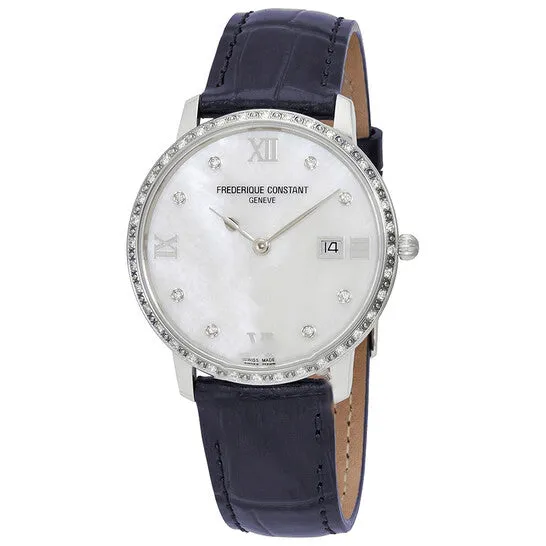 Original Frederique Constant Slimline Diamond White Mother of Pearl Dial Ladies Watch FC220MPWD3SD6 JMS always Watches Original Frederique Constant Slimline Diamond White Mother of Pearl Dial Ladies Watch FC220MPWD3SD6 JMS always Watches