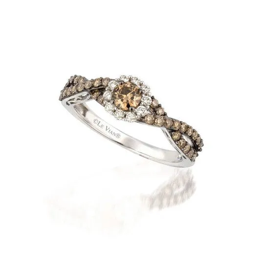 Original Le Vian Ladies Chocolate Solitaire Ring set in 14K Vanilla Gold JMS always Rings