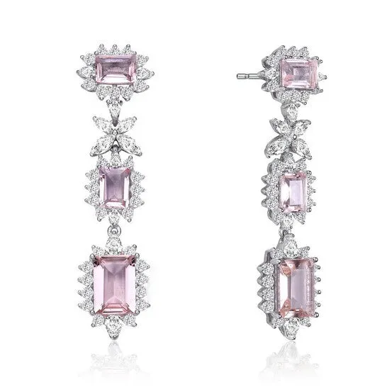 Original Megan Walford Sterling Silver Morganite and Clear Cubic Zirconia ThreeTier Earrings JMS always Earrings Original Megan Walford Sterling Silver Morganite and Clear Cubic Zirconia ThreeTier Earrings JMS always Earrings