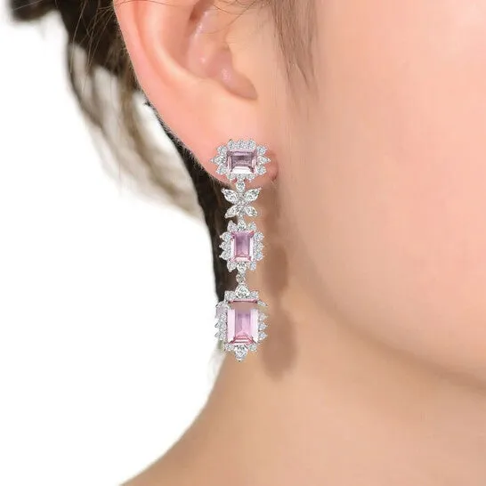 Original Megan Walford Sterling Silver Morganite and Clear Cubic Zirconia ThreeTier Earrings JMS always Earrings Original Megan Walford Sterling Silver Morganite and Clear Cubic Zirconia ThreeTier Earrings JMS always Earrings
