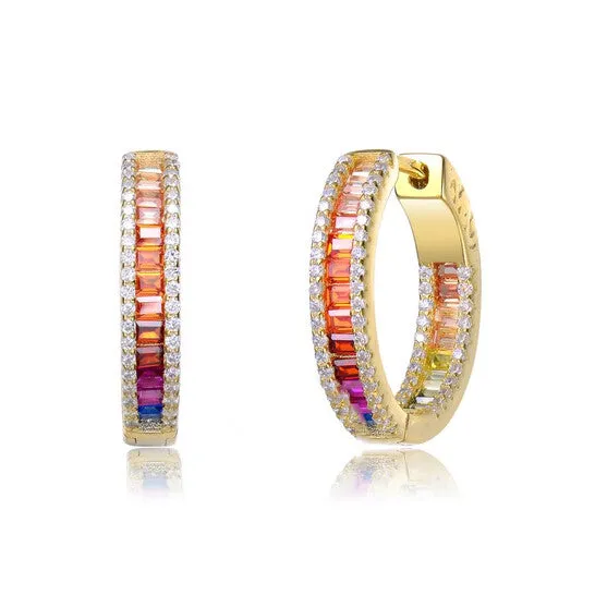 Original Megan Walford Sterling Silver with Gold Plated guette Cubic Zirconia Hoop Earrings JMS always Earrings Original Megan Walford Sterling Silver with Gold Plated guette Cubic Zirconia Hoop Earrings JMS always Earrings