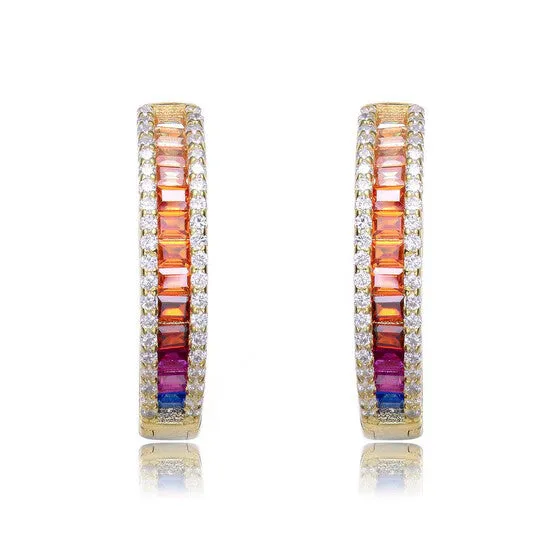 Original Megan Walford Sterling Silver with Gold Plated guette Cubic Zirconia Hoop Earrings JMS always Earrings Original Megan Walford Sterling Silver with Gold Plated guette Cubic Zirconia Hoop Earrings JMS always Earrings