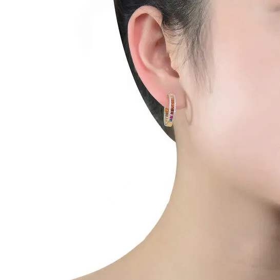 Original Megan Walford Sterling Silver with Gold Plated guette Cubic Zirconia Hoop Earrings JMS always Earrings Original Megan Walford Sterling Silver with Gold Plated guette Cubic Zirconia Hoop Earrings JMS always Earrings
