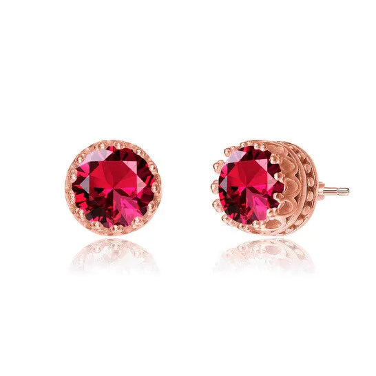 Original Rachel Glauber 18K Rose Gold Plated Ruby Round Stud Earrings JMS always Earrings Original Rachel Glauber 18K Rose Gold Plated Ruby Round Stud Earrings JMS always Earrings