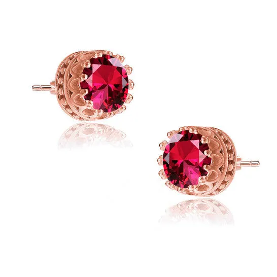 Original Rachel Glauber 18K Rose Gold Plated Ruby Round Stud Earrings JMS always Earrings Original Rachel Glauber 18K Rose Gold Plated Ruby Round Stud Earrings JMS always Earrings
