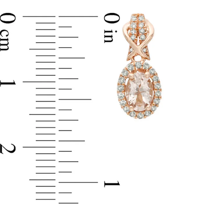 Oval Morganite and 033 CT TW Diamond Frame Drop Earrings in 10K Rose Gold Goldia Earrings Oval Morganite and 033 CT TW Diamond Frame Drop Earrings in 10K Rose Gold Goldia Earrings