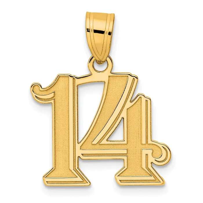 PreStyled Sets Goldia 14k Yellow Gold Polished Etched Number 14 Pendant