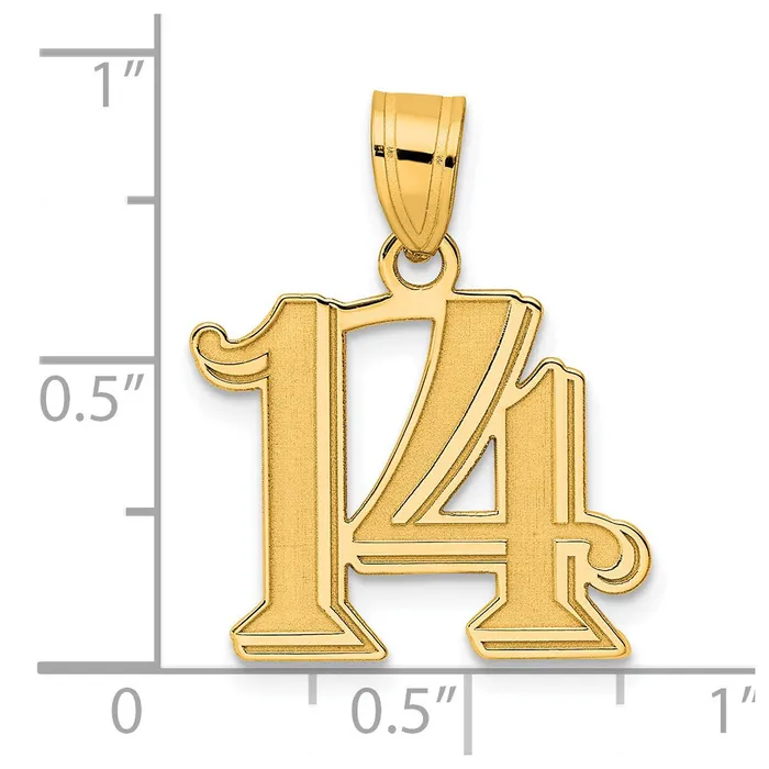 PreStyled Sets Goldia 14k Yellow Gold Polished Etched Number 14 Pendant