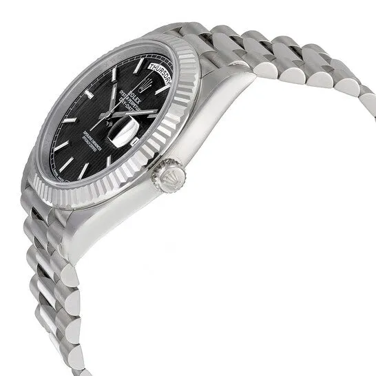 PreStyled Sets JMS always Original Rolex DayDate 40 Dark Rhodium Stripe Motif Dial 18K White Gold President Automatic Mens Watch 228239RSSP PreStyled Sets JMS always Original Rolex DayDate 40 Dark Rhodium Stripe Motif Dial 18K White Gold President Automatic Mens Watch 228239RSSP