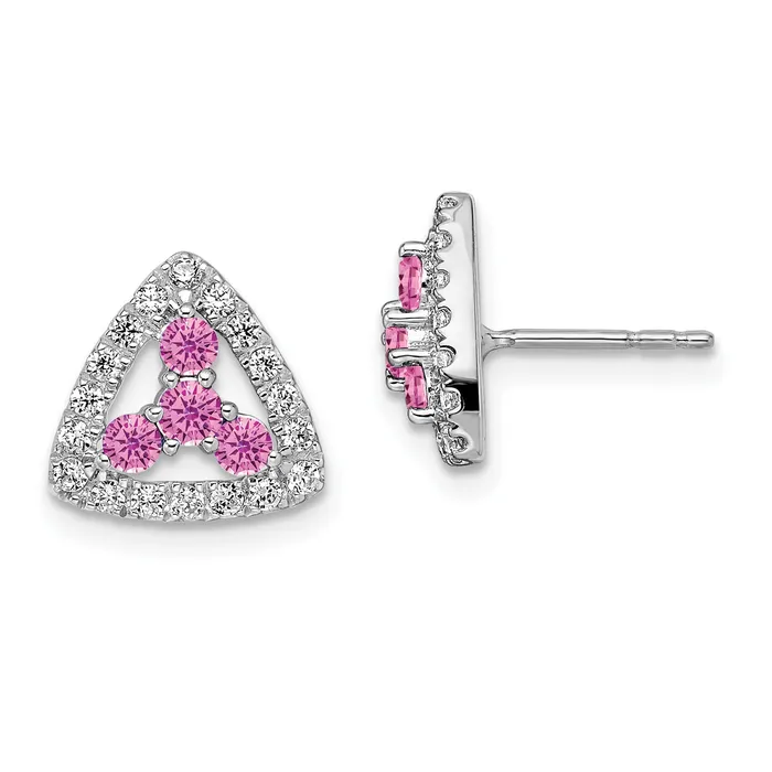 Pure Serenity 14k White Gold 38 Ct Lab Grown Diamond VSSI G and Lab Created Pink Sapphire Triangle Post Earrings Goldia Earrings Pure Serenity 14k White Gold 38 Ct Lab Grown Diamond VSSI G and Lab Created Pink Sapphire Triangle Post Earrings Goldia Earrings
