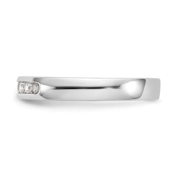 Rings 025ct CZ Solid Real 14K White Gold 7Stone Channel Wedding Band Ring Goldia
