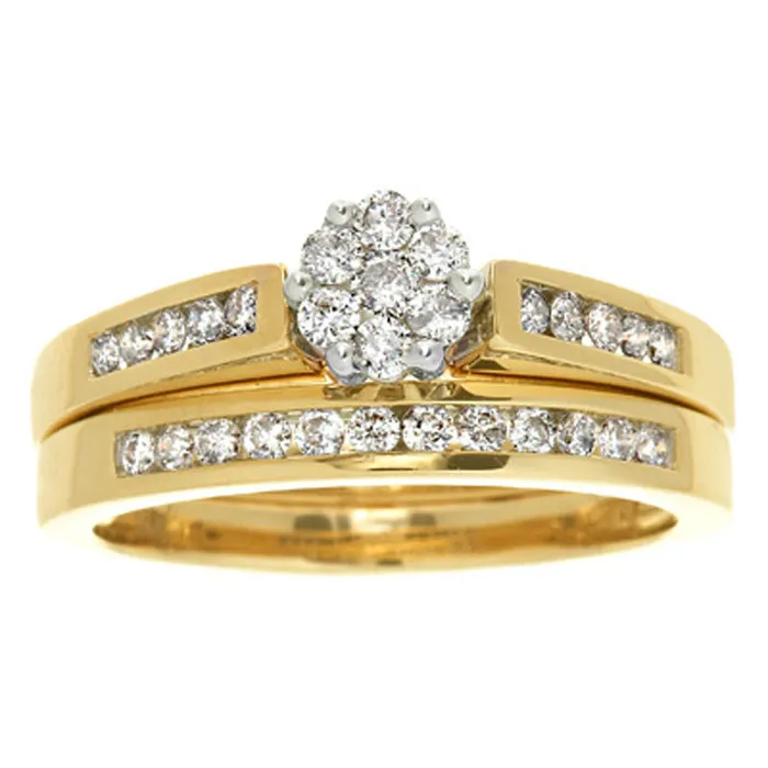 Rings 12 CT Diamond Flower Bridal Engagement Ring Set in 14K Yellow Gold Goldiacom Rings 12 CT Diamond Flower Bridal Engagement Ring Set in 14K Yellow Gold Goldiacom
