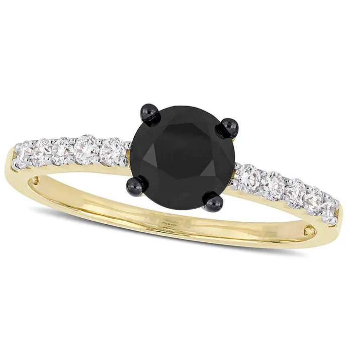 Rings 125 CT TW Enhanced Black and White Natural Diamond Engagement Ring in Solid 14K Gold Goldia Rings 125 CT TW Enhanced Black and White Natural Diamond Engagement Ring in Solid 14K Gold Goldia