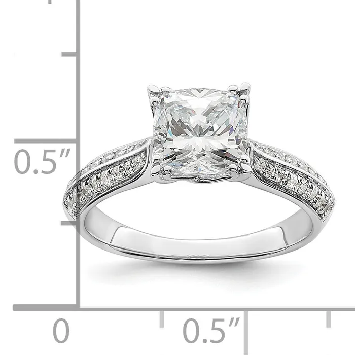 Rings 150ct CZ Solid Real 14k White Polish 1 12ct Cushion Engagement Dia Ring Goldia